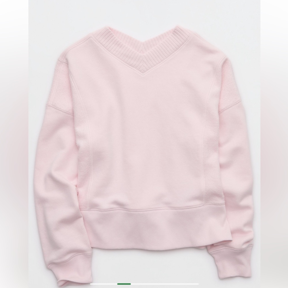 Aerie Après-Chill Sweatshirt, Petal Pink, Size Small - Picture 3 of 8